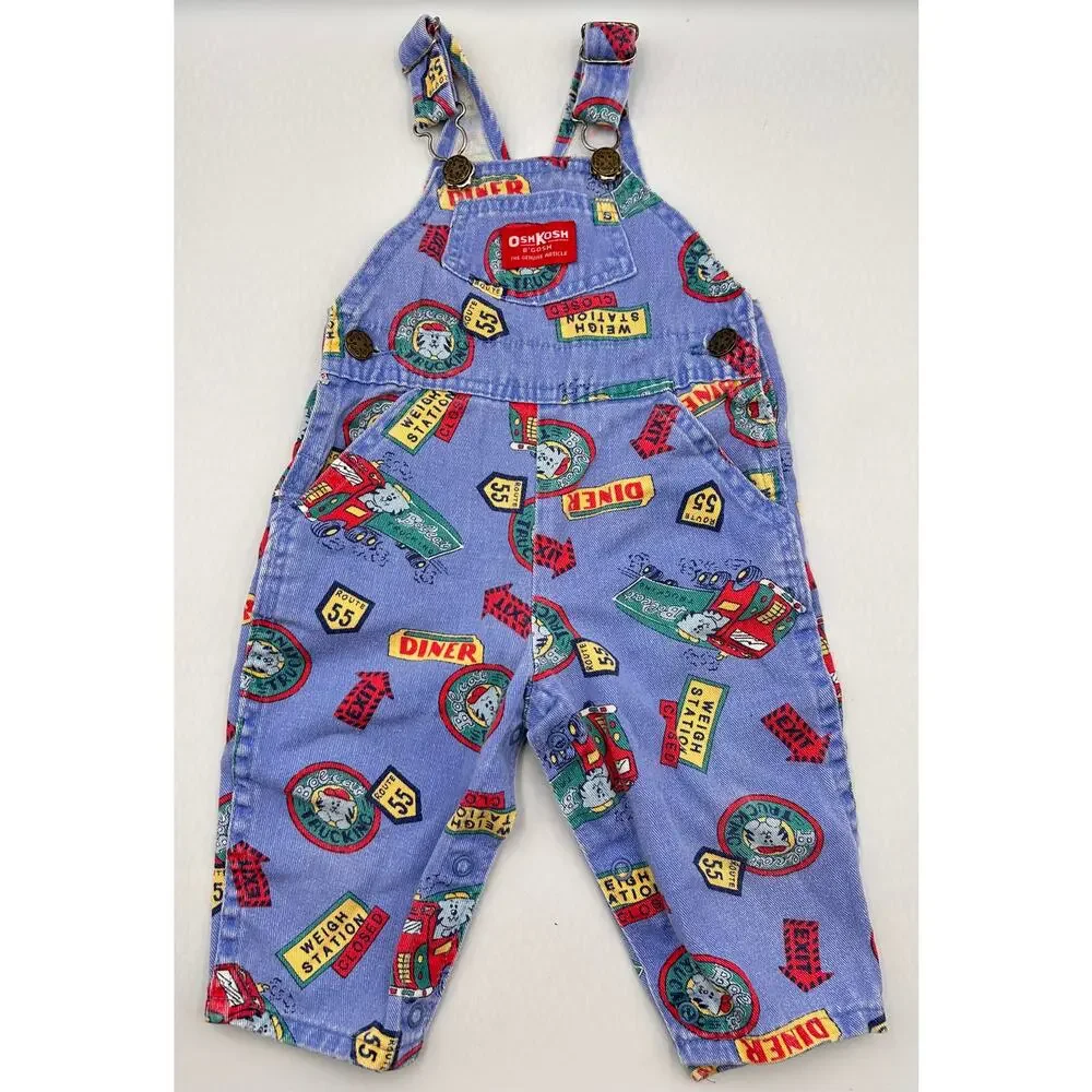 Vintage OshKosh B'Gosh Route 55 Overalls 12 Months 100% Cotton Made in USA - Picture 5 of 10